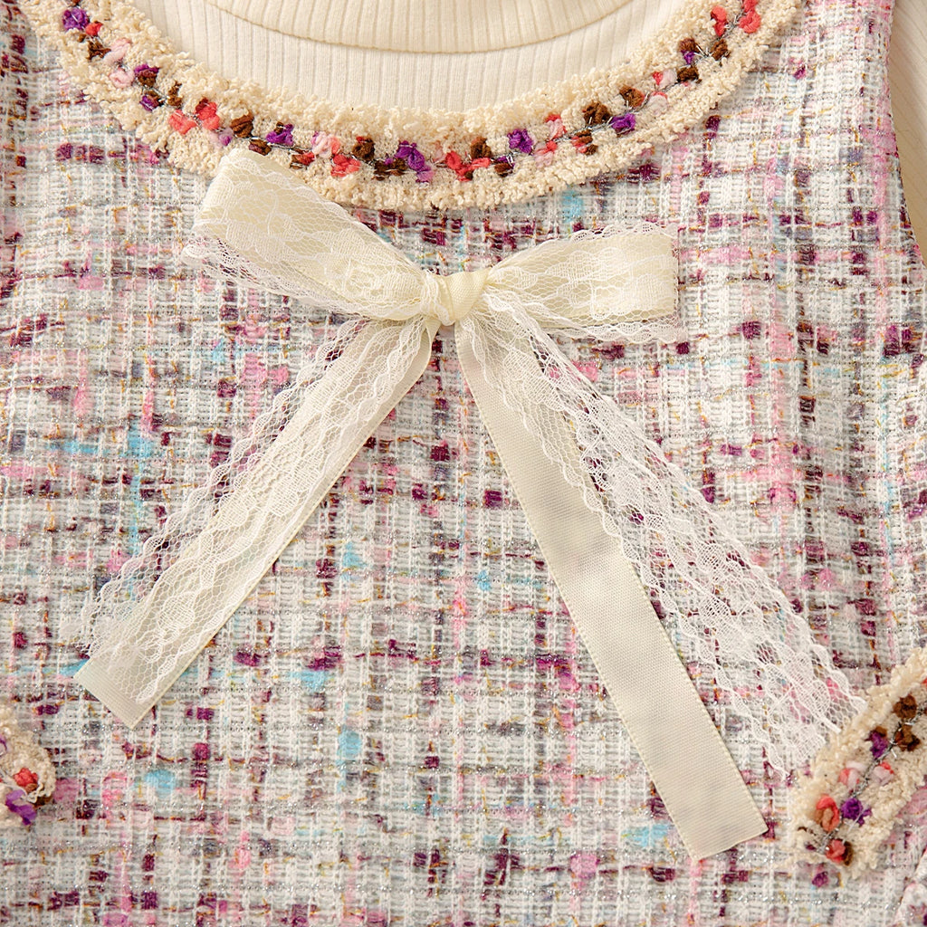 Spring And Autumn New Bow Long Sleeve Baby Girl Dress, Princess Style Children'S Clothing For Babies Aged 9 Months To 3 Years