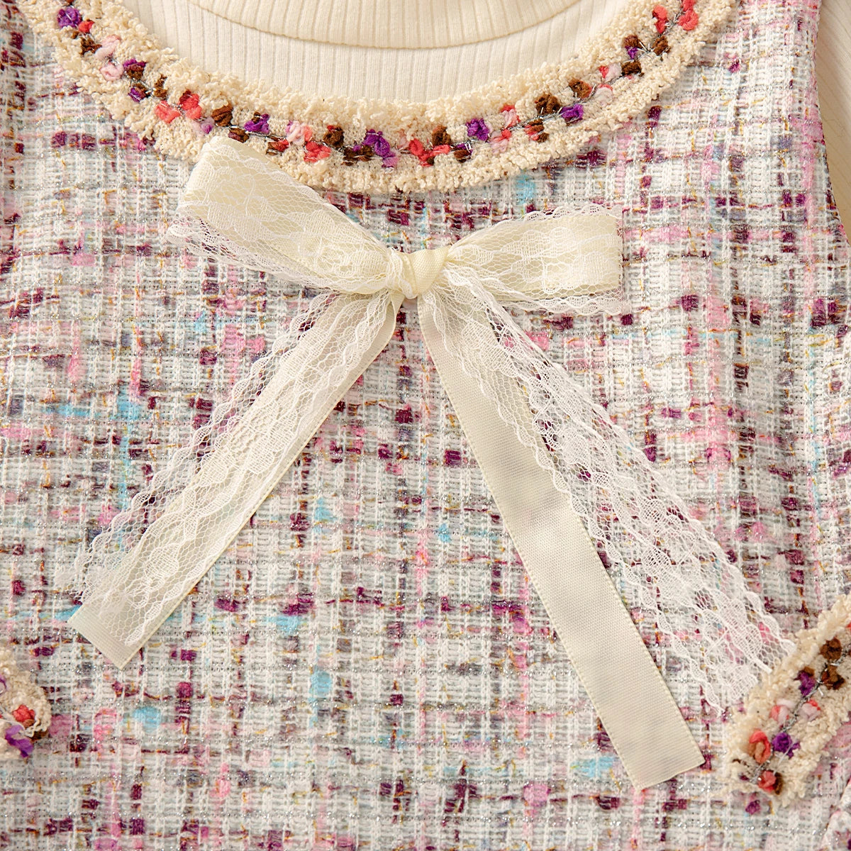 Spring And Autumn New Bow Long Sleeve Baby Girl Dress, Princess Style Children'S Clothing For Babies Aged 9 Months To 3 Years