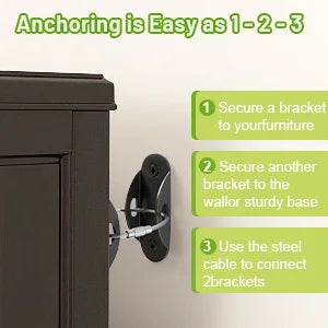 Furniture Anchors Furniture Straps for Baby Proofing Prevent Falling Anti Tip Earthquake Straps for Child Toddlers Kids Safety