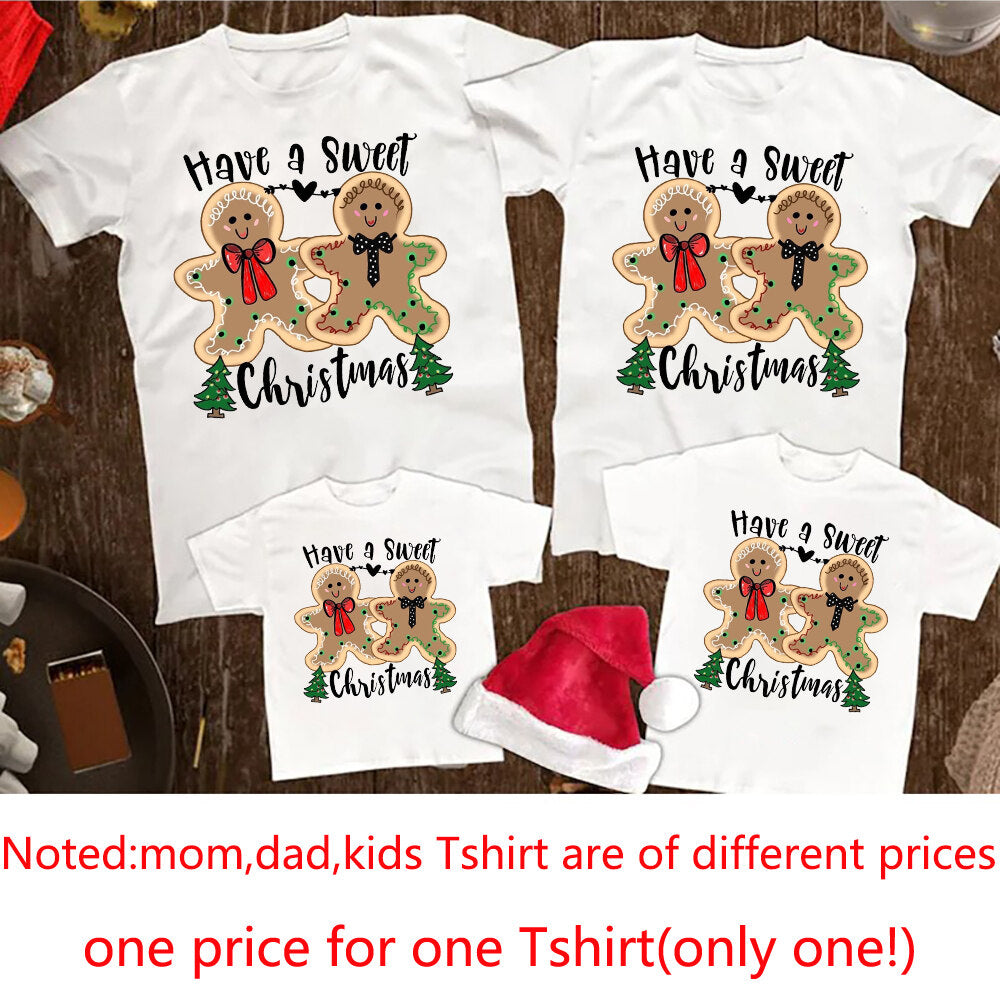 Have A Sweet Christmas Print Family Matching Outfits T-shirt Xmas Party Clothes Daddy Mommy Daughter Son T Shirt Cute Family Set