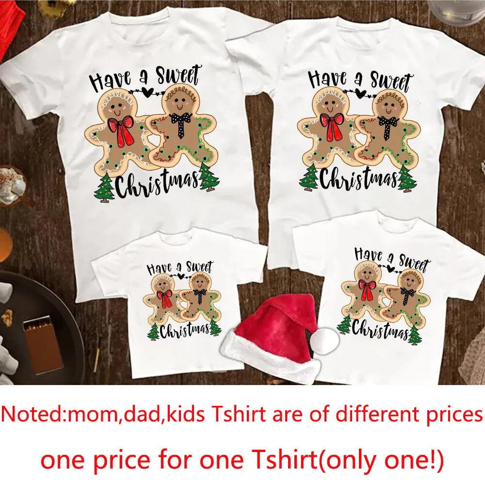 Have A Sweet Christmas Print Family Matching Outfits T-shirt Xmas Party Clothes Daddy Mommy Daughter Son T Shirt Cute Family Set