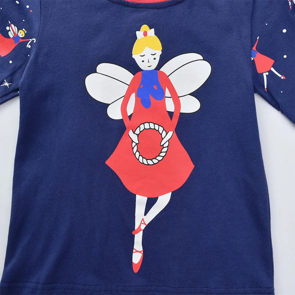 VIKITA Girls Cartoon Pajamas Sets Girl Long Sleeve Spring Autumn Pijamas Kids Cotton Casual Tops Pants 2 Pcs Pyjamas Sleepwear