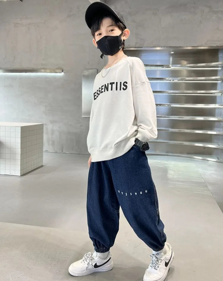 Boys Jeans Spring Autumn 2025 New Style Casual Pants Trendy Stretch Fabric Comfort Fit Toddler Boys