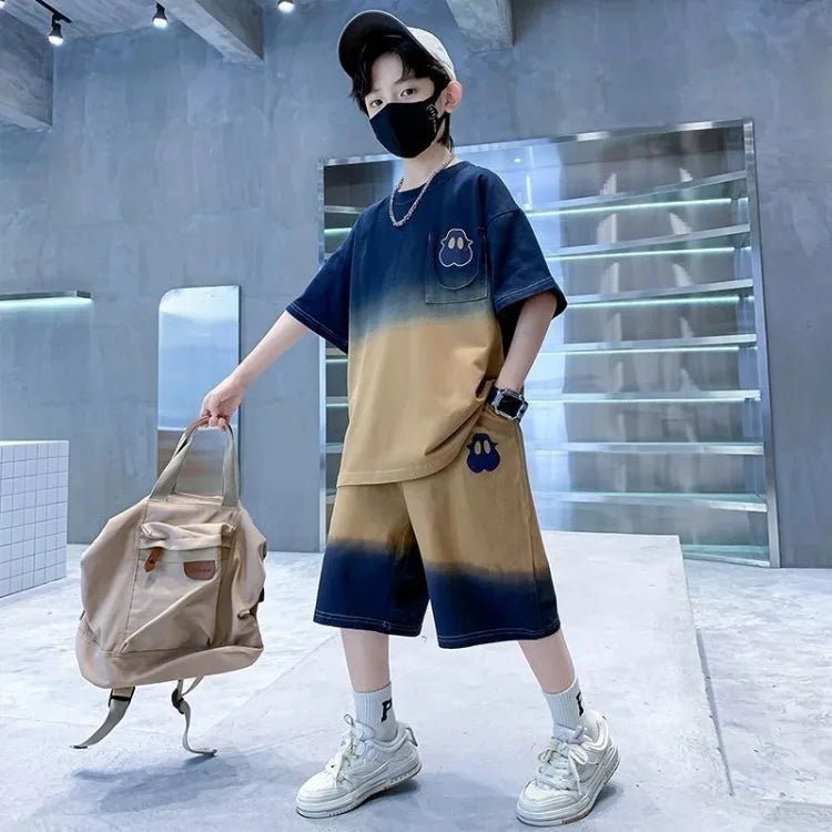 Gradient Sportswear Set 2025 New Children's Clothing Clothes for Cotton Boys Kids Sweatshirt Tracksuit Boy 8 10 Year Old Top