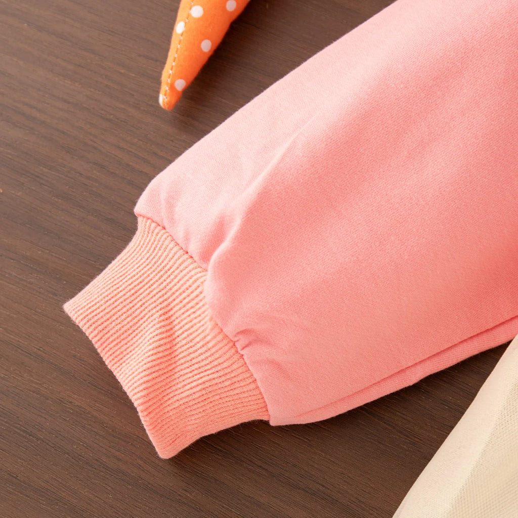 Spring And Autumn New Cute Rabbit Baby Girl Top, Pink Hooded Children'S Long Sleeve Clothes (6-24 Months)