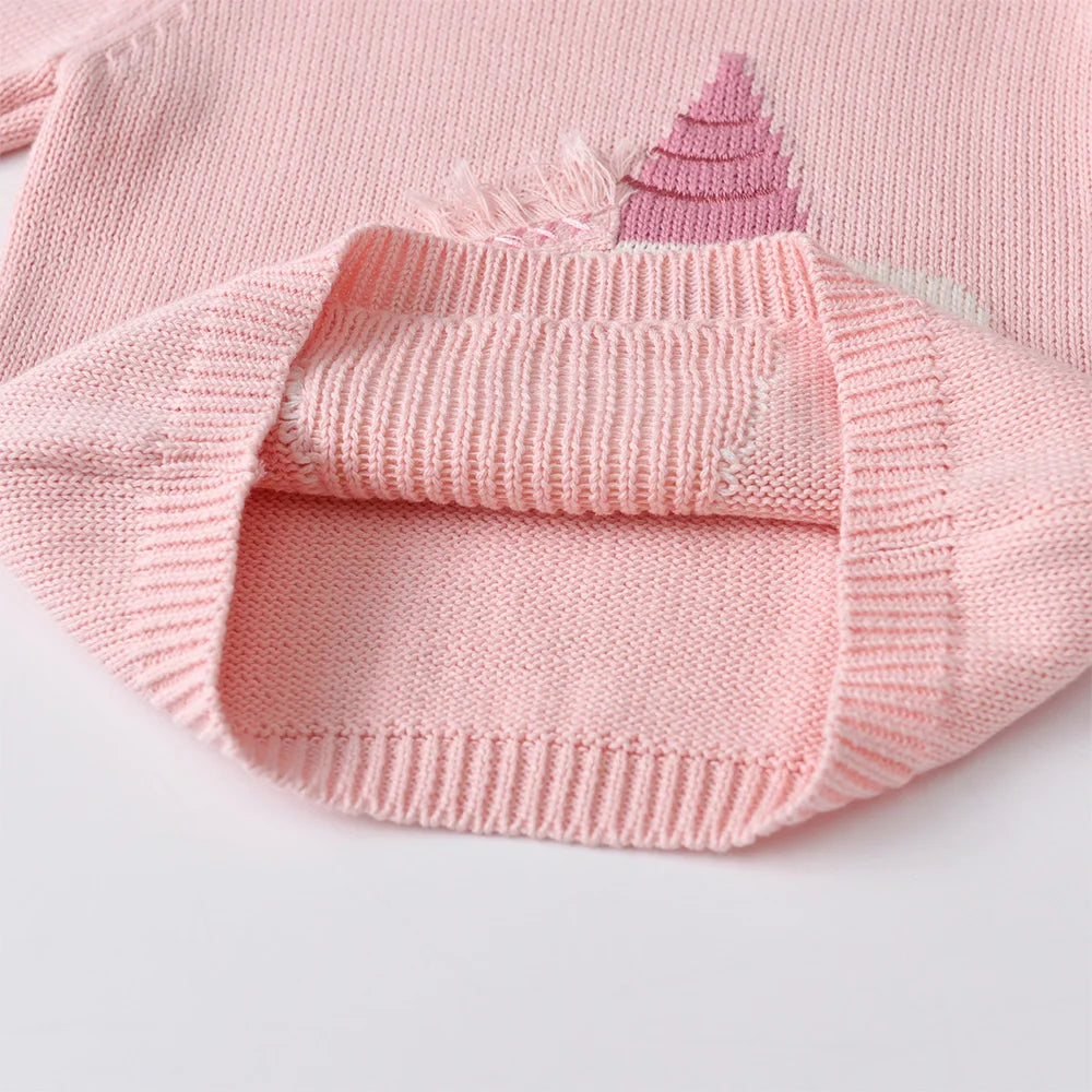 VIKITA Teengers Girls Sweater with Unicorn Kids Round Neck Autumn Spring Cozy Casual Pink Outfits Sweaters Children Clothing