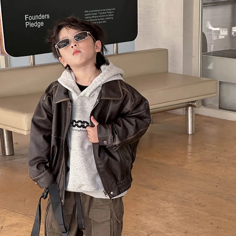 2025 New Boys' Mid-Large Spring Autumn Korean-Style Stylish Hooded Hoodie - Fashionable Baby To Big Kids Top