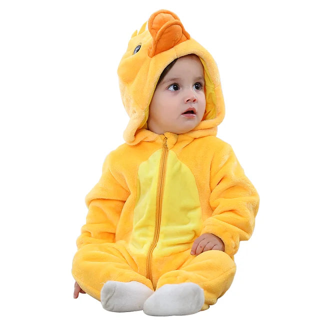 MICHLEY Halloween Costume Infant Baby Clothes Rompers Winter Flannel Hooded Bodysuits Pajamas Animals Overall Jumpsuit For Bebe