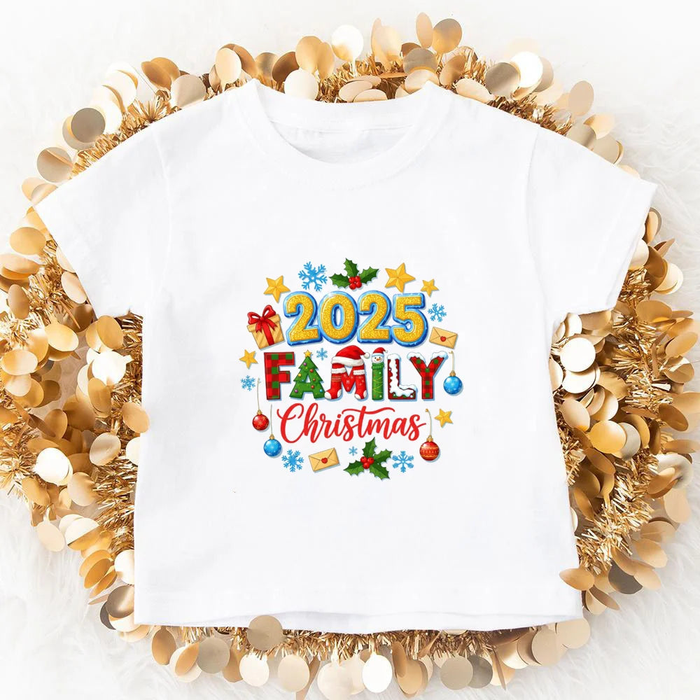 2025 Family Christmas Matching Outfits Dad Mom and Daughter Son Tshirt Baby Romper Xmas Family Look New Year's Clothes