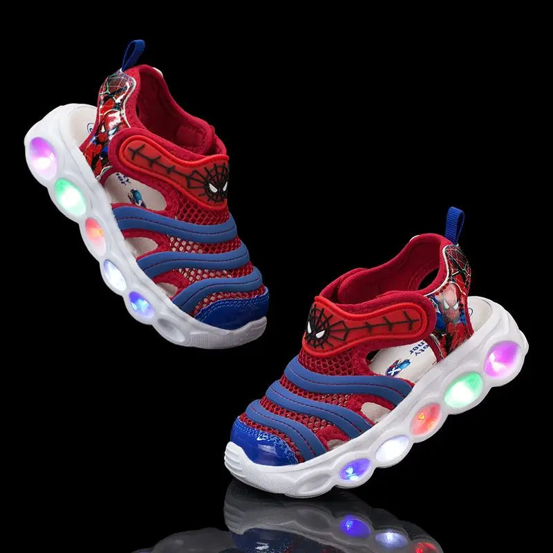 Disney Summer Cartoon Kids Toddler Boys Spiderman Princess Sandals Sport Baby Boys Blue Red Beach Sneakers Sandals Size 24-35