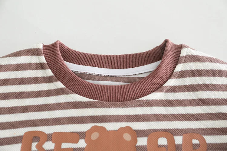 New Autumn Baby Girls Clothes Set Children Boys Striped T-Shirt Overall 2Pcs/Set Kids Clothing Infant Costume Toddler Tracksuits