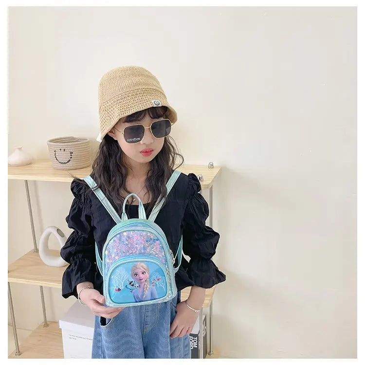 Disney Frozen Girls Backpack Elsa Princess New Girls Backpack Cartoon Cute Sequins Fashion Trend Kindergarten School Bag