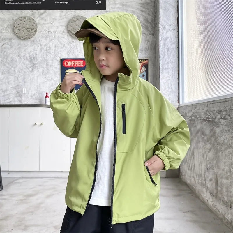 2025 New Kids Outdoor Jacket Unisex Sporty Design Spring Autumn Wear Trendy Waterproof Windproof Jacket for Boys Girls Ages 8-14