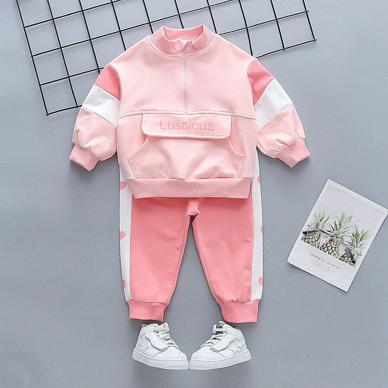 New Spring Autumn Baby Girl Clothes Children Casual T-Shirt Pants 2Pcs/Set Toddler Sports Costume Infant Outfits Kids Tracksuits