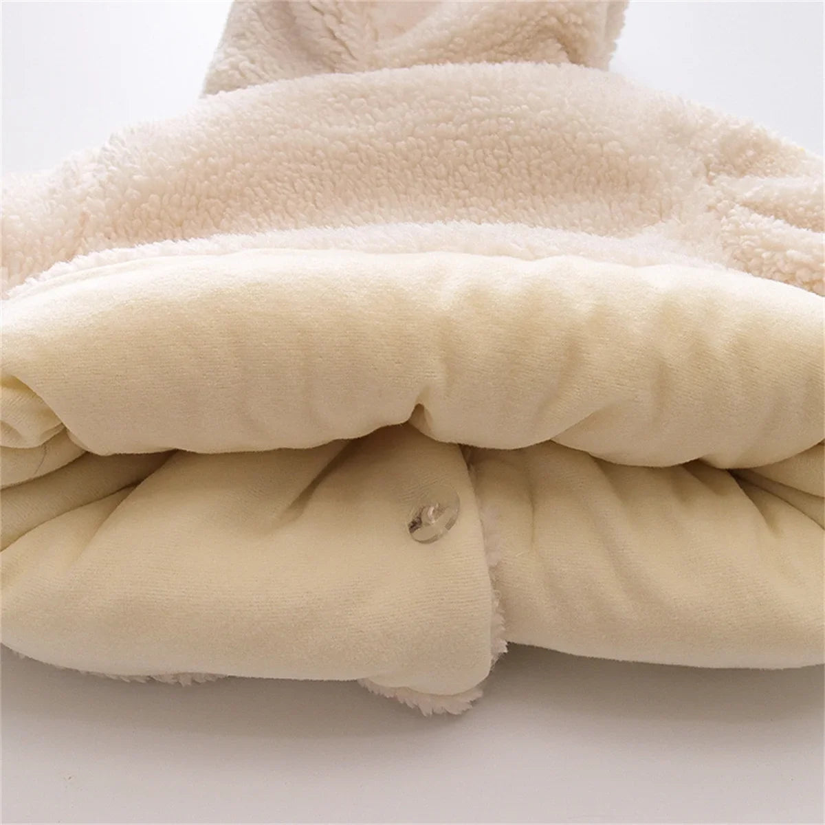 (0-3 Years Old Girls) Winter New Girls' Top Warm Furry Hat Bow Ribbon Warm Cute Hooded Bear Ears Long Sleeve Pocket