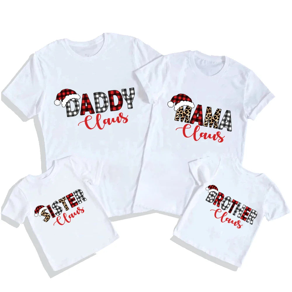 Christmas Family Matching Shirt Dad Mom Bro Sis Matching Casual Short Sleeve Tee Clothes Xmas Holiday Outfits