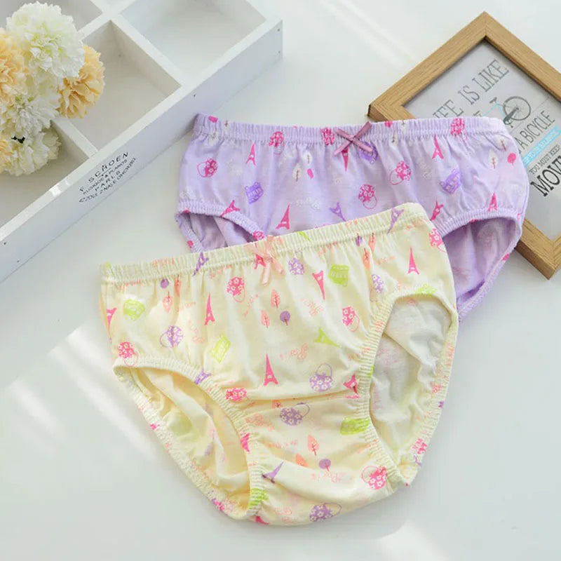 5/10 Pieces Cotton Girls Triangle Panties Cute Characters Pattern Children's Underwear Daily Wear Comfortable Schoolgirl Briefs