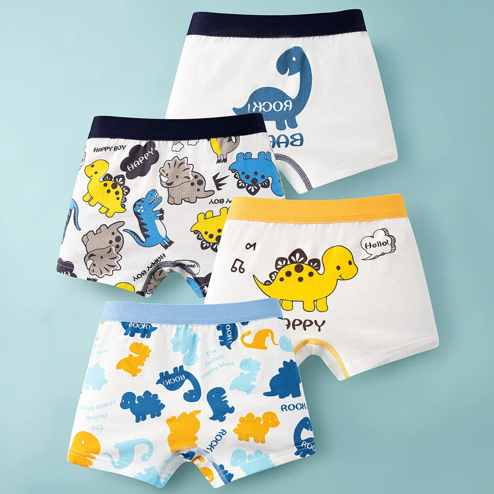 1/4/8/12 Pcs/pack Boys Boxer Briefs Kids Cotton Underwear Baby Boy Underpants Teenager Cartoon Print Soft Children Panties 4-12Y
