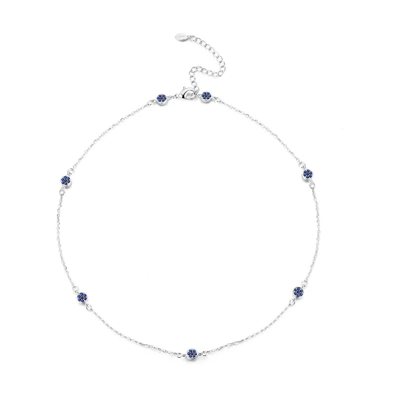 Original 925 Sterling Silver Blue Zircon Fine Necklace For Women Jewelry Gift Simple Design Necklace Match All Style Women