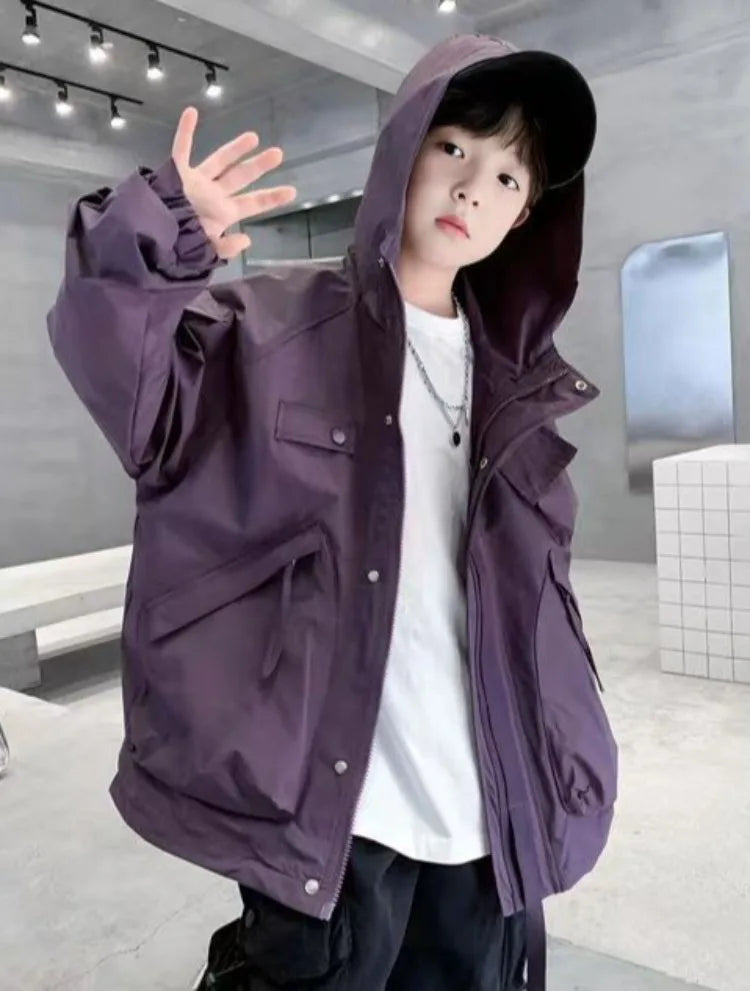 2025 New Boys Windbreaker Jacket Spring Autumn Waterproof Windproof Youth Unisex Stylish Outdoor Jacket for Kids