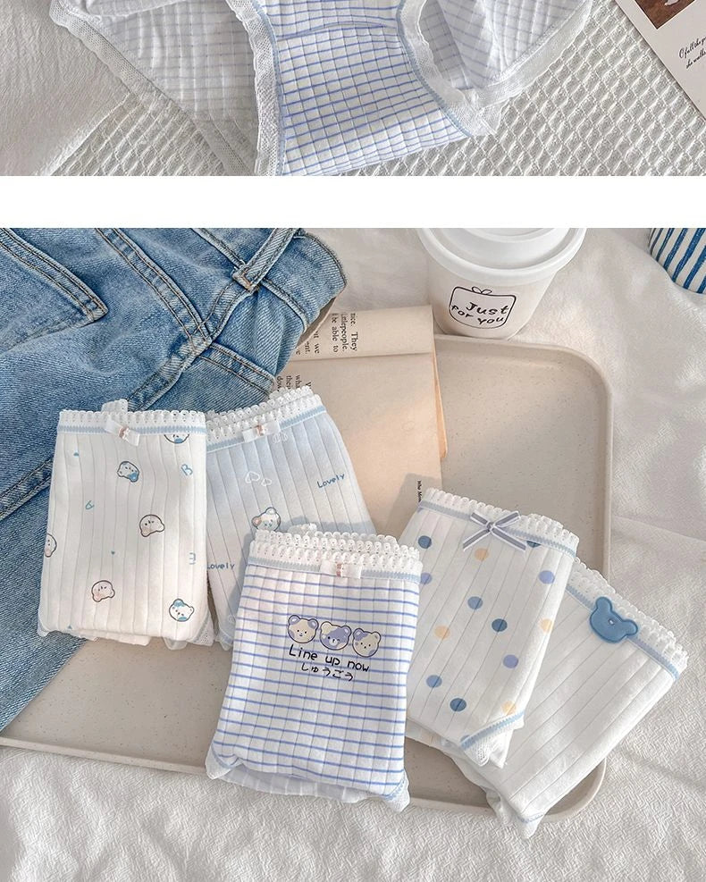 5PCS Kid Cotton Antibacterial Panties Girl Cute Cartoon Briefs 3-8Y Young Children Underwears Baby Soft Thin Breathable Knickers
