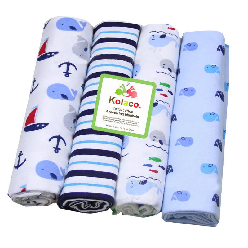 100% Cotton 4pcs/pack Receiving Baby Blanket Newborn 76x76cm Baby Bedsheet Supersoft Blanket Swaddle