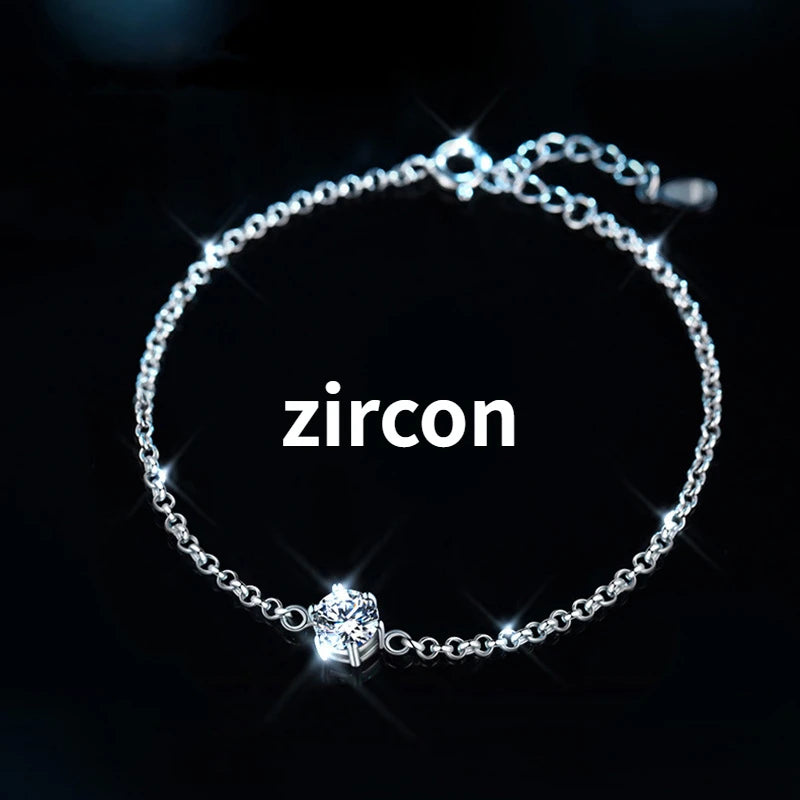 JoyceJelly Women's Sterling 925 Silver Bracelet 1 ct D color Moissanite Female Classic Six Claw Luxury Jewelry Anniversary Gift