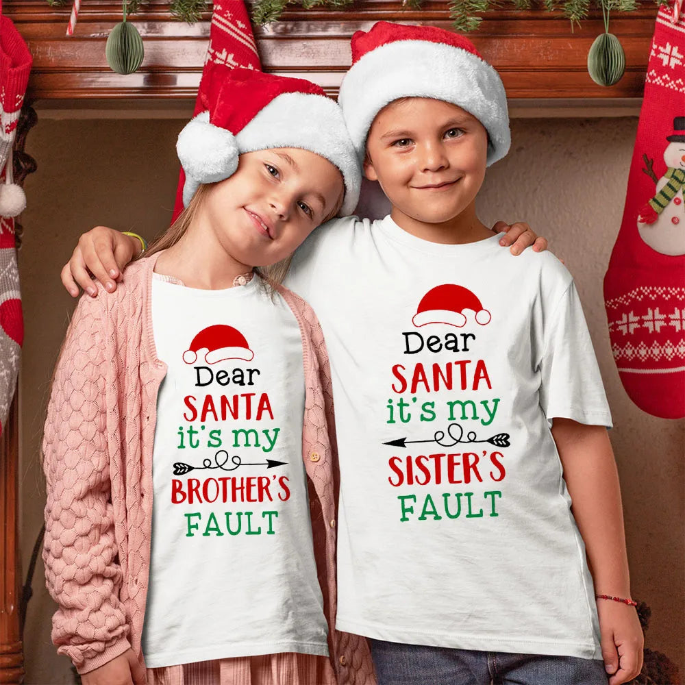 Christmas Children's T-shirt Xmas Party Gift Boys Girls Sibling T Shirt Outfits Clothes Kids T Shirts Cute Short Sleeve Tops Tee