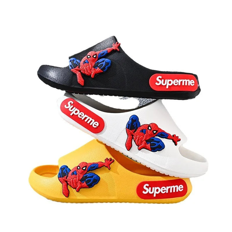 Disney Children Home Slippers Kids Cartoon Spiderman Boys Girls Soft Sole Shoes Anti-Slip Beach Slippers Size 24-45