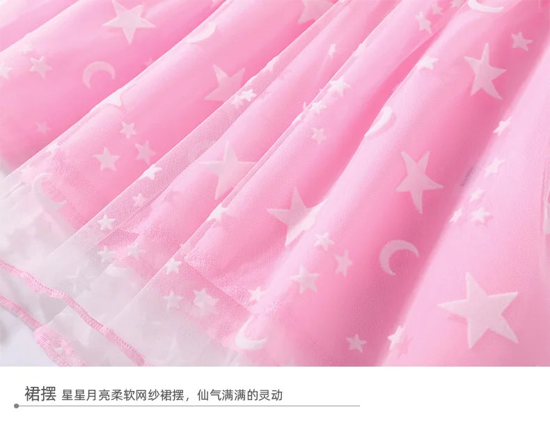 Kid Autumn Girl Long Sleeve Dress Cartoon Garden of Ban ban Gauze Fashion Children 2-7Year Girl Dress