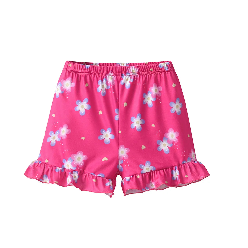 VIKITA Children Clothing Sets for Summer Kids Unicorn Flower Print Short Sleeve T Shirts and Shorts 2 Pcs Suit Clothes Sets