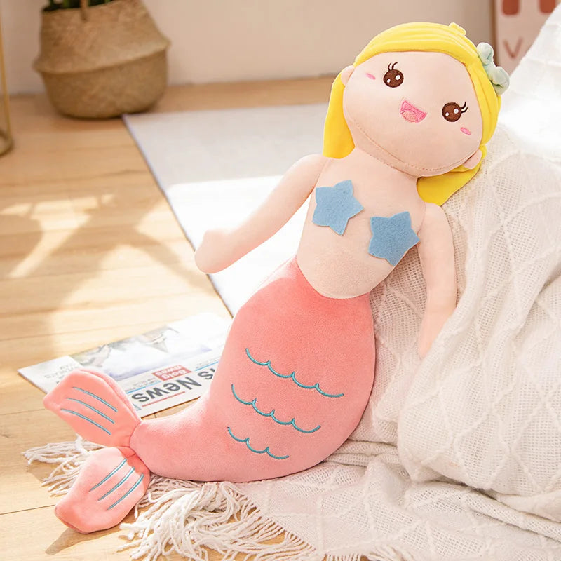 High Quality Cartoon Kawaii Mermaid Plush Toys Soft Animal Plush Pillow Stuffed Toy Princess Dolls Children  Girls Birthday Gift