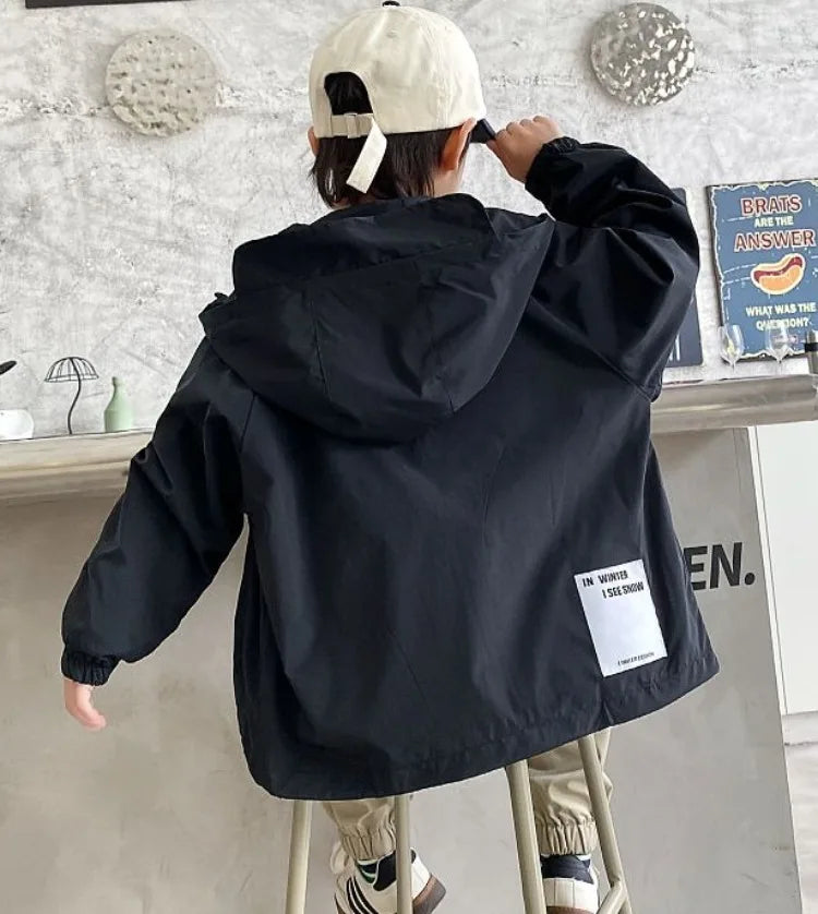 2025 New Kids Outdoor Jacket Unisex Sporty Design Spring Autumn Wear Trendy Waterproof Windproof Jacket for Boys Girls Ages 8-14