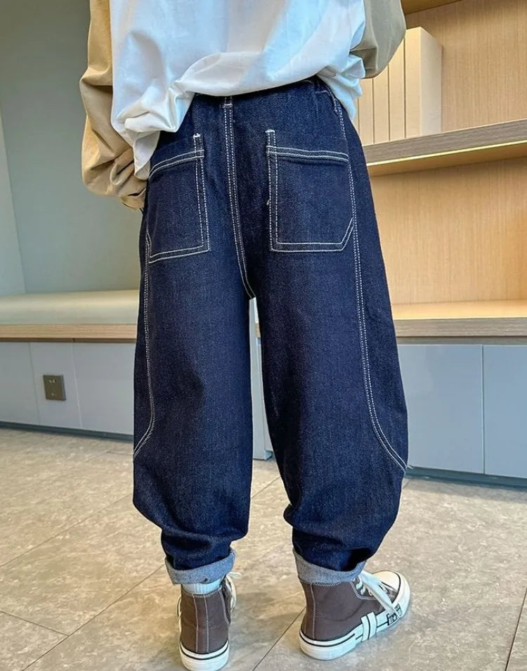 Designer Boys Autumn Winter 2025 New Casual Stretchable Denim Jeans Long Pants Boys' Fashionable Trousers