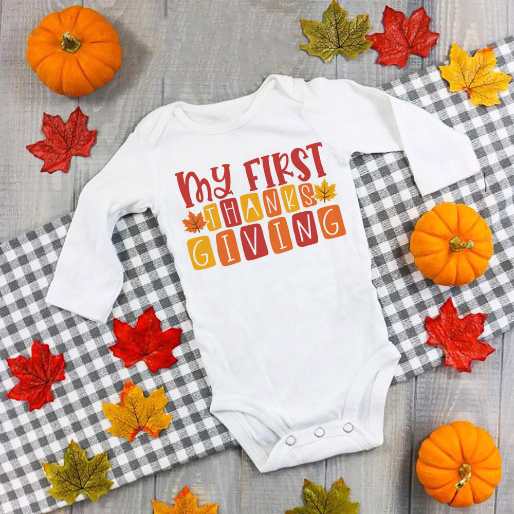 My First Thanksgiving Baby Bodysuit Infant Turkey Romper Girl Boy Cute Clothes Thanksgiving Baby Gift Fall Toddler Jumpsuit
