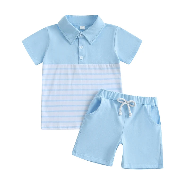 Boys Summer Outfit Set Short Sleeve Graphic T-shirt with Denim Shorts Toddler Clothing Set for Kids Beachwear
