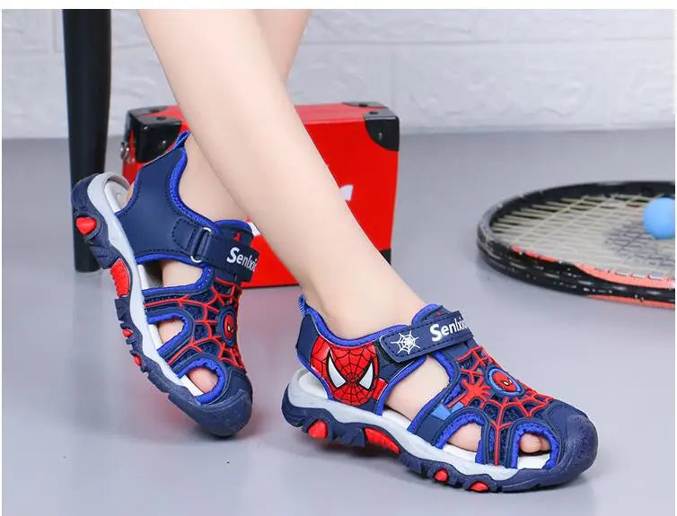 Disney Summer Cartoon Kids Sandal Toddler Boys Spiderman Sandals Orthopedic Sport Pu Leather Baby Boys Blue Red Beach Sandals