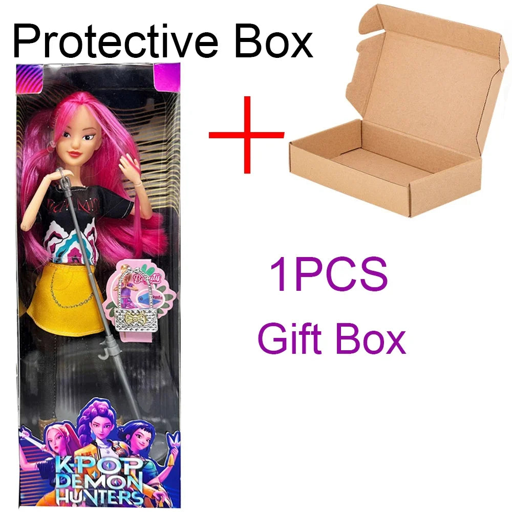 Hot Sale Kpop Demon Hunters Doll Toys Rumi Mira Zoey Action Figure Toy Beautiful Princess Plastic DIY Toy Girls Christmas Gift