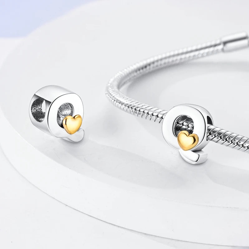 925 Sterling Silver DIY Alphabet Charms Beads LOVE Heart Letter Fit Original Bracelet Bangle Necklace Jewelry Marking Gift