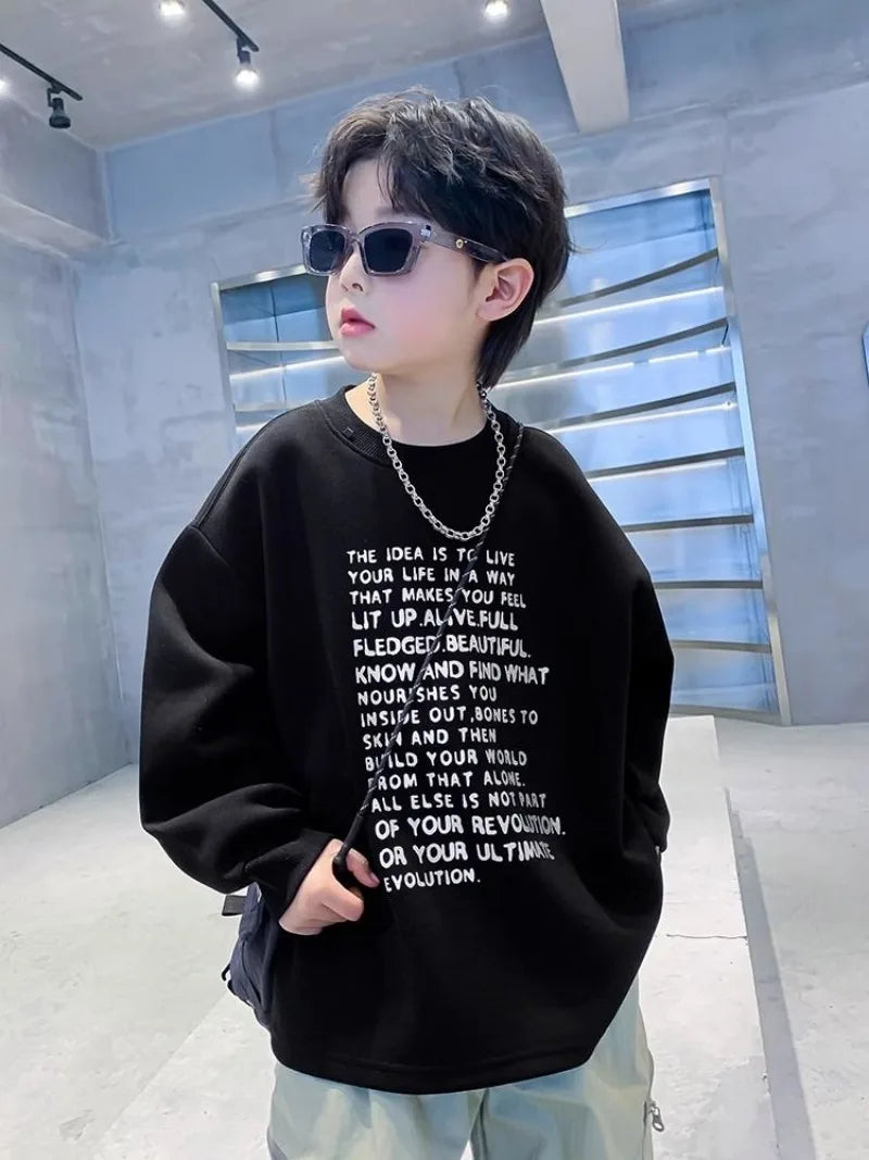 Letter Print T Shirt for Boy Kids T Shirts 2025 New Children's Clothing Boys T Shirt Clothes Top 7 8 Years From 12 Child 14 Tee