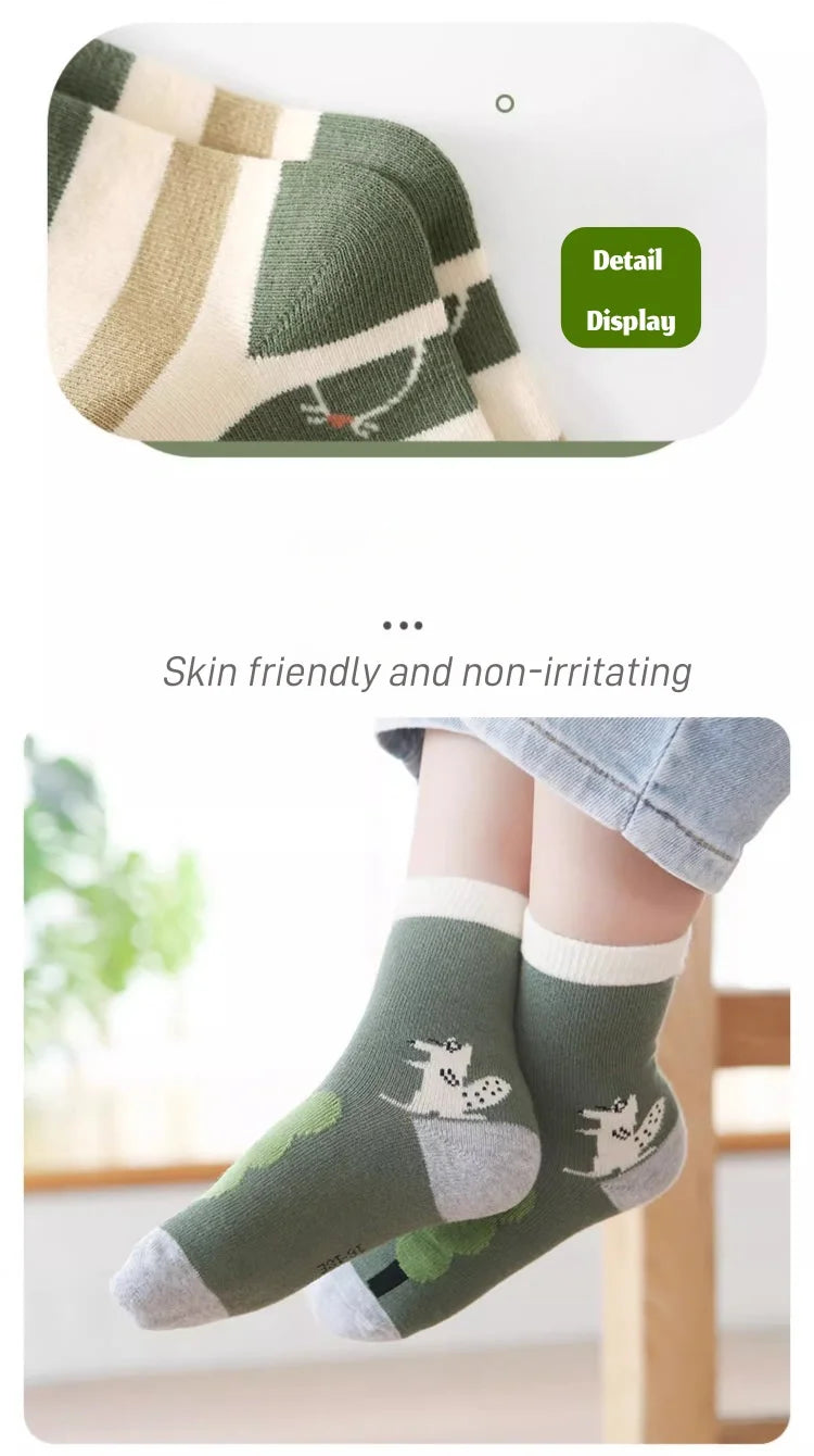 Kids' Socks Boys Girls Autumn Cotton Socks Baby Animals Pattern Socks Children Mid-calf Sock 5 Pairs