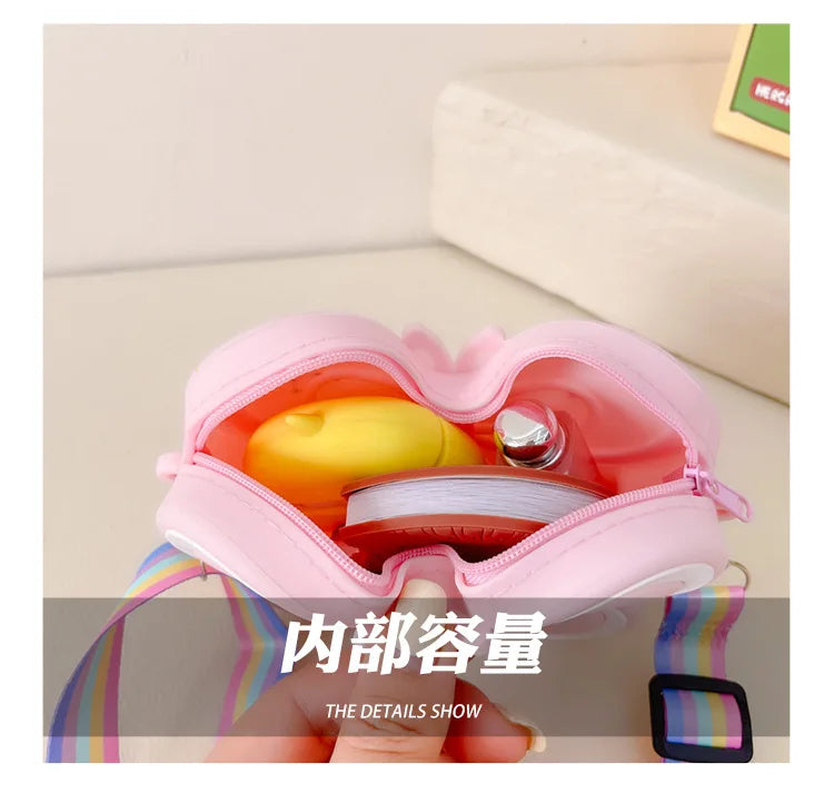 Lovely Bow Children's Silicone Shoulder Bags Cute Butterfly Shape Baby Girls Crossbody Bag Candy Color Kids Small Coin Purse