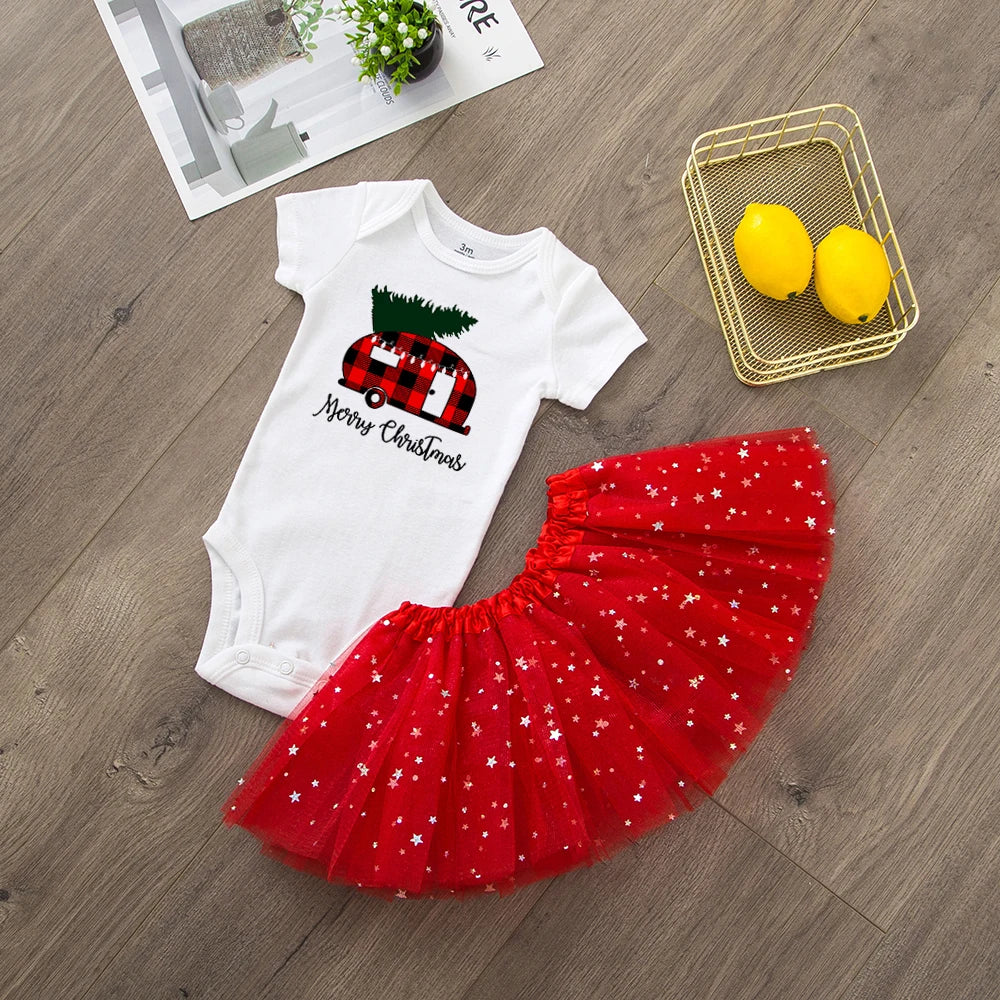 My First Christmas Merry Christmas Baby Girl Party Dress Red Tutu Cake Outfits Infant Dresses Baby Girls Holiday Clothes 0-24M
