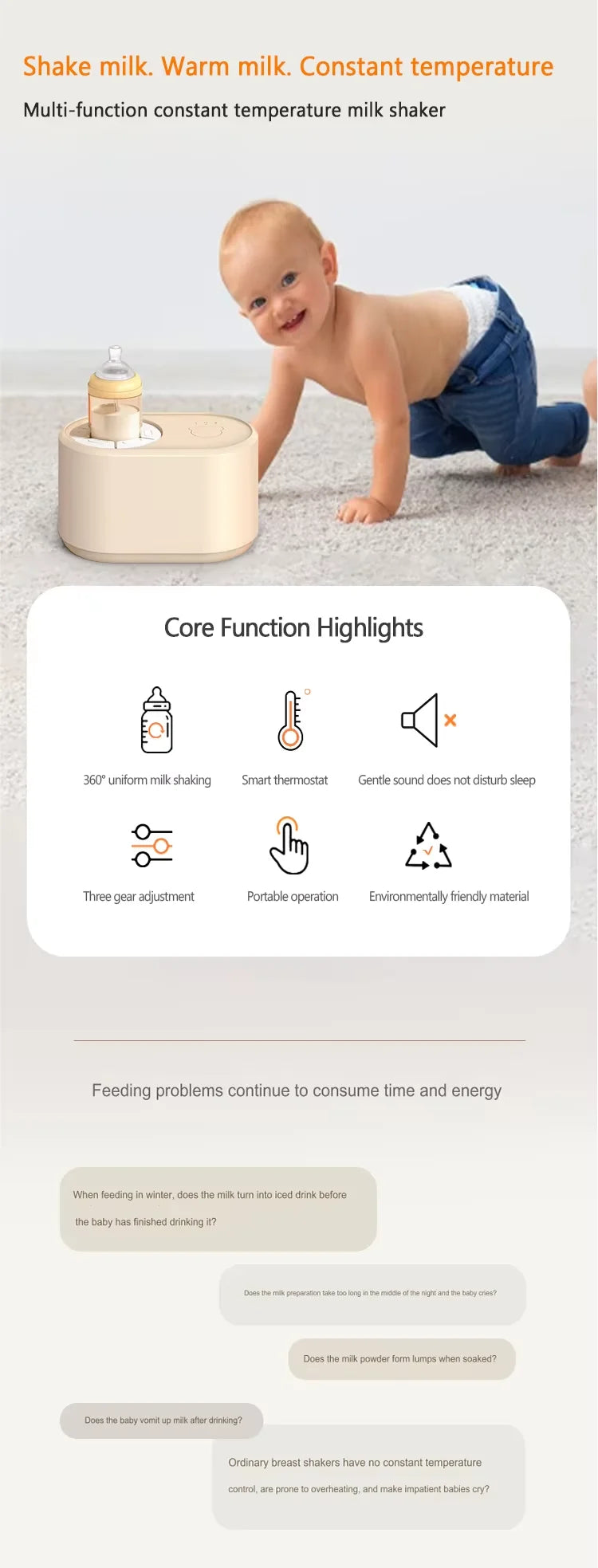 Electric Milk Bottle Shaker, USB Smart Intelligent Milk Powder Mixer, Lithium battery, Baby Formula Maker, Divine Device