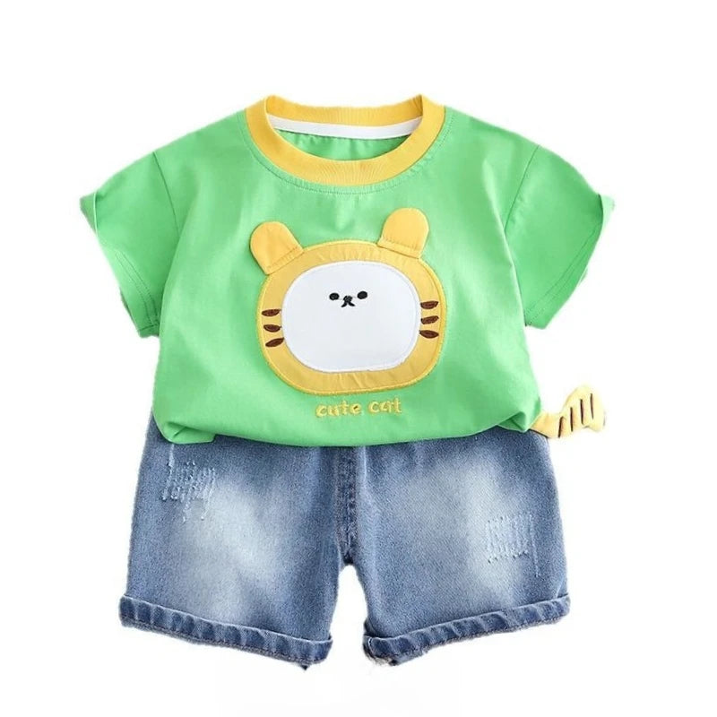 New Summer Baby Clothes Suit Children Boys T-Shirt Shorts 2Pcs/Sets Infant Girls Clothing Toddler Cartoon Costume Kids Outfits