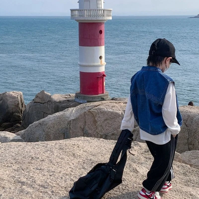 2025 New Boys Denim Vest Sleeveless Toddler Boys Spring Autumn Stylish Kids Jacket