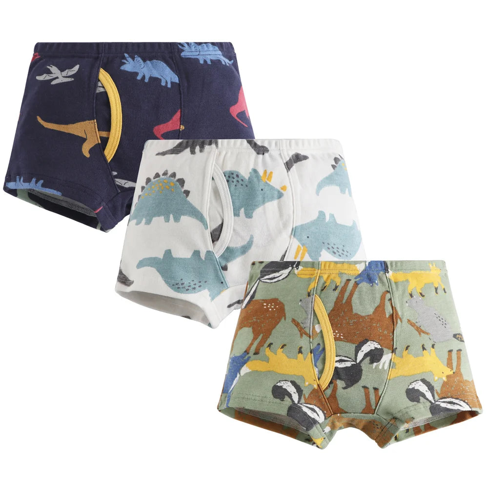 1/3/6 pcs Boys Boxer Briefs Sets 2025 New Kids Cotton Underwear Boy Underpants Teenager Dinosaur Print Soft Children Panties