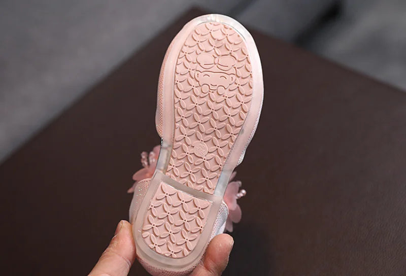 Girls Rhinestone Flower Shoes Low Heel Flower Wedding Party Dress Pump Shoes Princess Shoes For Kids Toddler