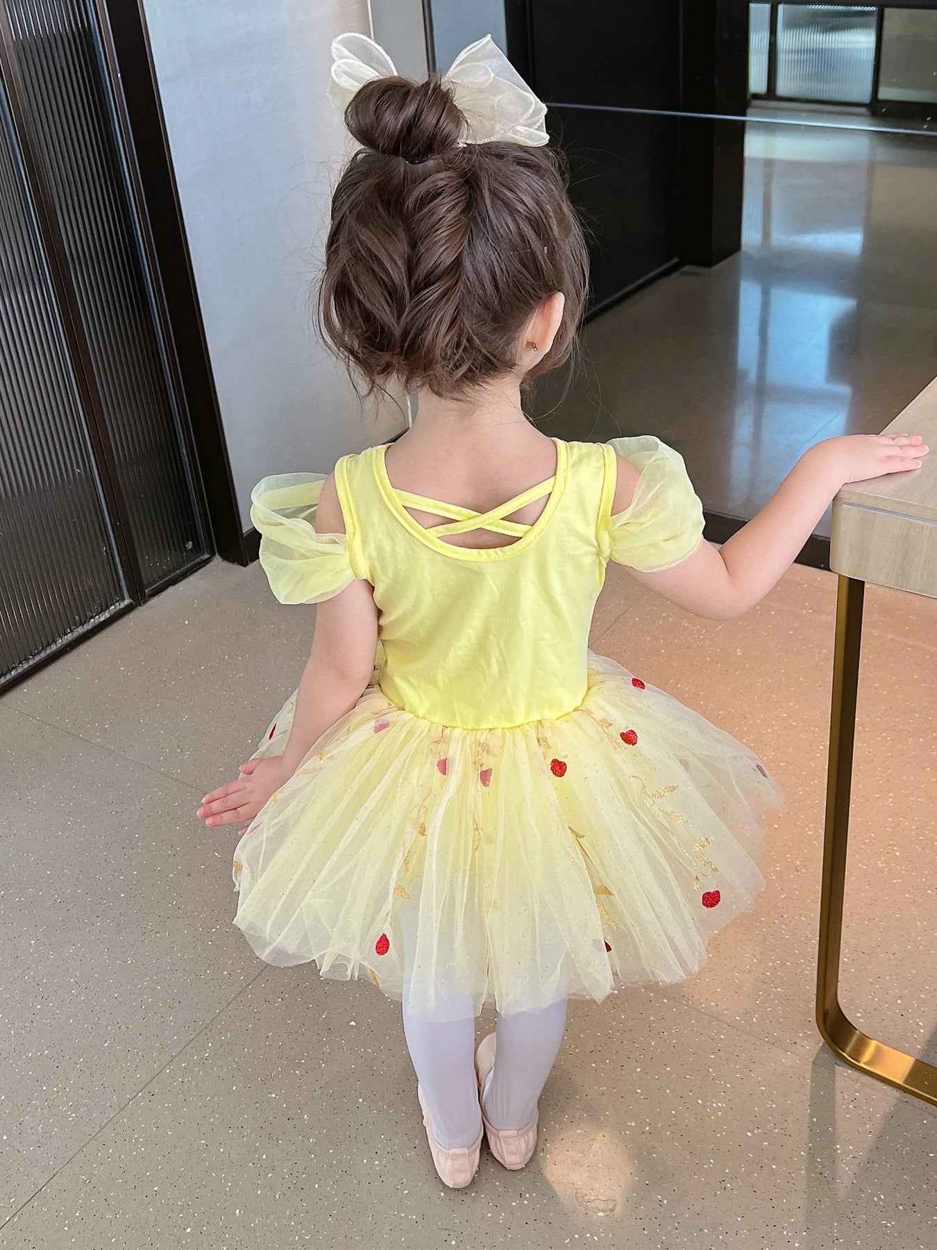 Belle Girl Princess Ballet Tutu Dress for Toddler Little Girls Ballerina Dance Costume Outfit Dancewear with Tulle Skirt  Yellow