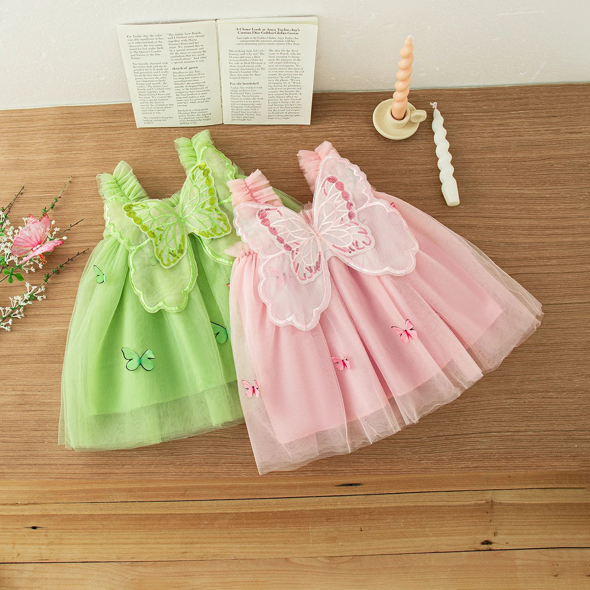 9 Months -3 Years Old//Summer New Baby Girl Princess Dress, Butterfly Wing Suspender Children'S Clothing For Birthday Parties